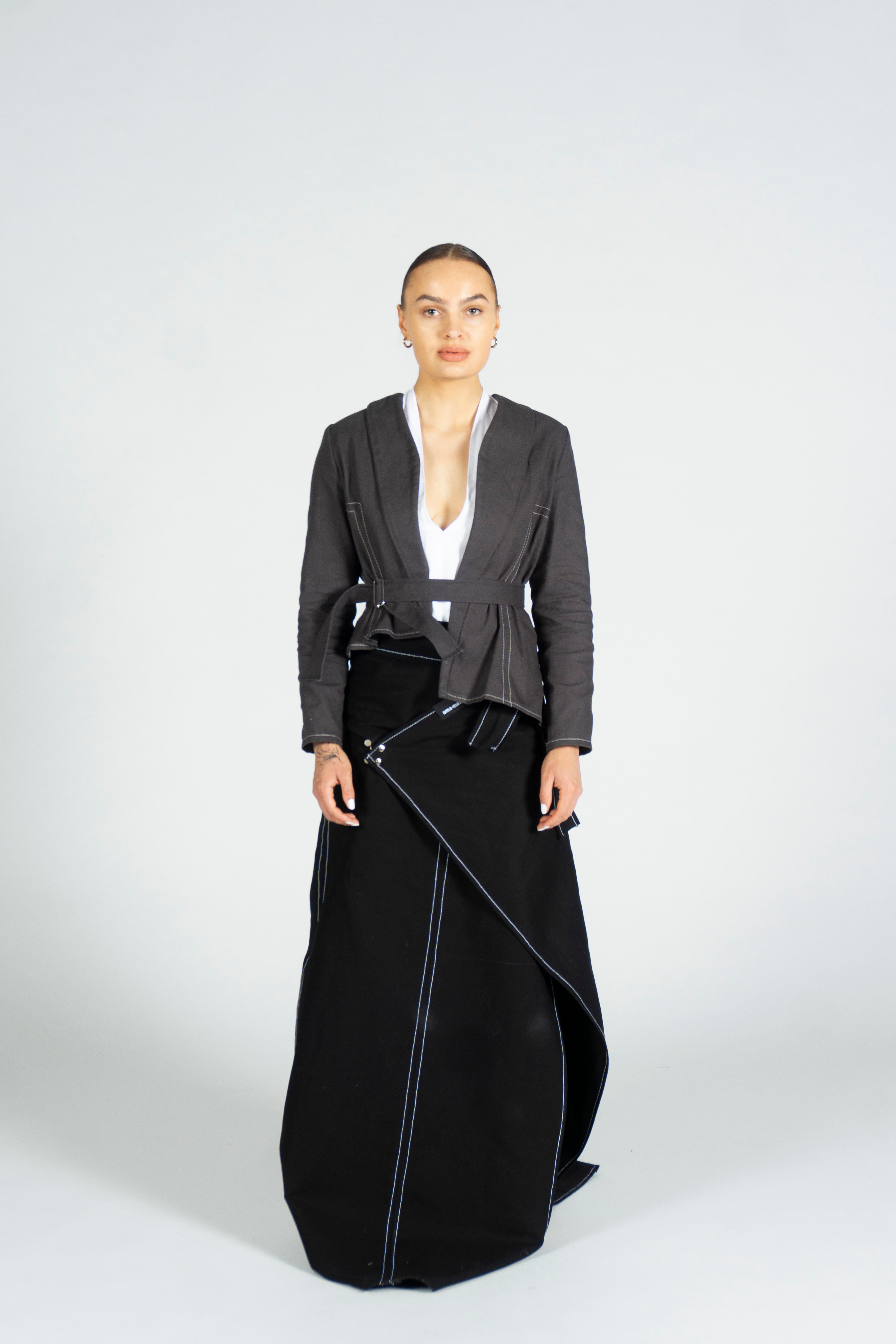BLACK WRAP SKIRT - LA ROCA