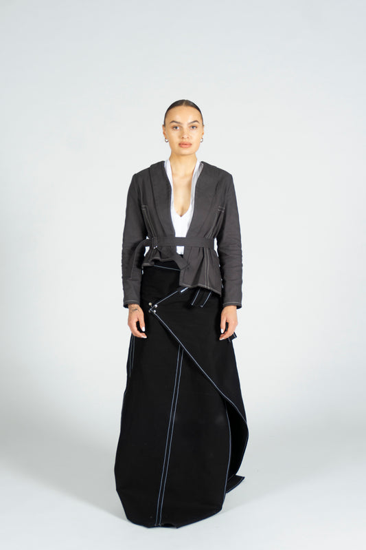 BLACK WRAP SKIRT - LA ROCA
